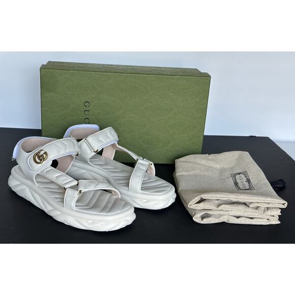 Gucci GG Quilted Open Toe Women’s White Leather Sandals 10 US (40 Eu) 776936 NIB - Picture 16 of 16